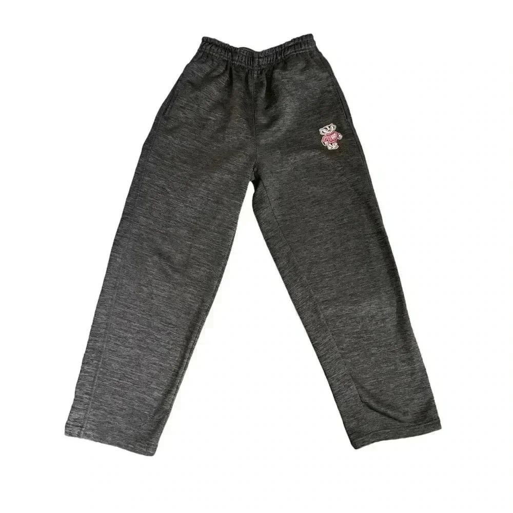 Colosseum Wisconsin Badgers NCAA Youth Medium Gray Stretch Waist Sweatpants